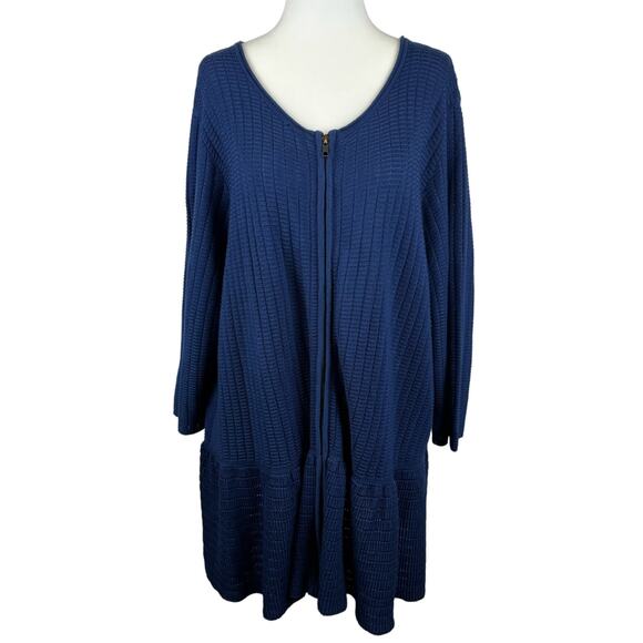 Lane Bryant Womens Peplum Knit Zip Front Cardigan Sweater Navy Blue Sz‎ 22/24 - Picture 1 of 11